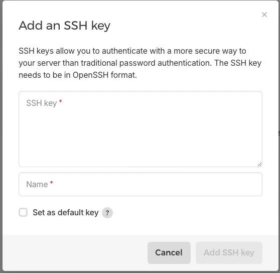 Hetzner Add SSH Key
